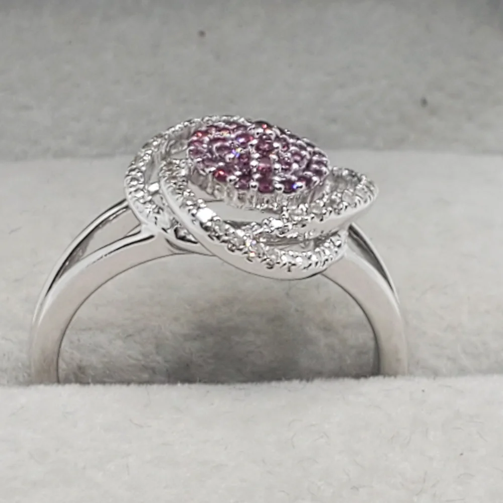 Stunning Purple/white Diamond Swirl Ring